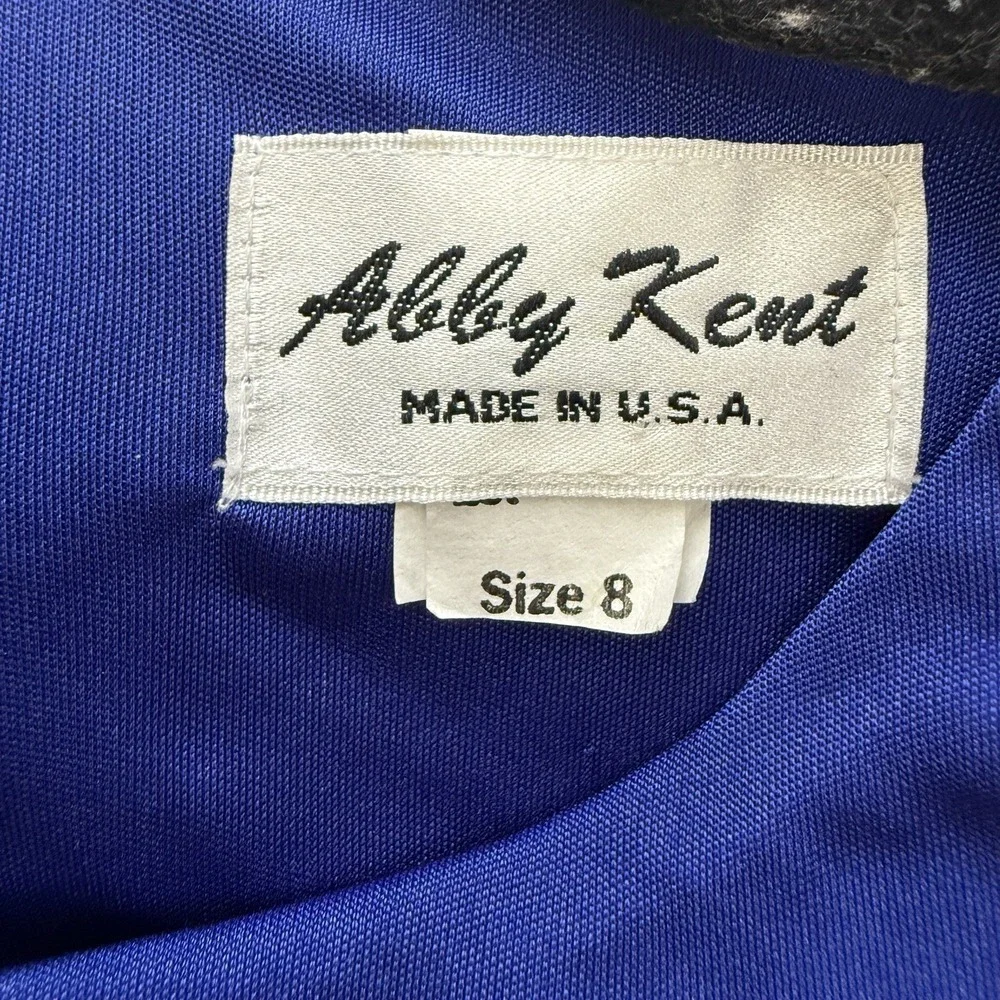 Vintage 80's Women Abby Kent Cocktail Dress Ruched Blue Size 8 Sequins Sequins‎